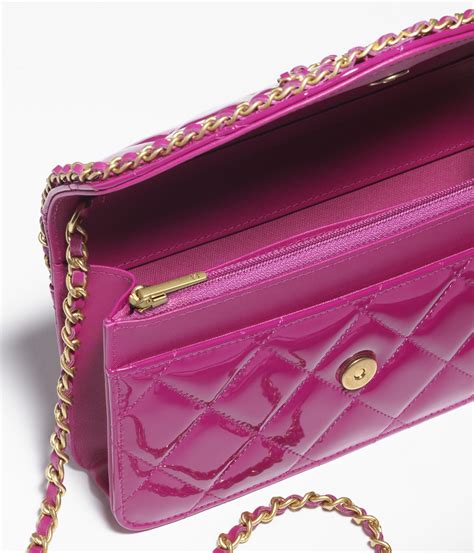 chanel fuchsia wallet|Wallet On Chain Patent Calfskin & Gold.